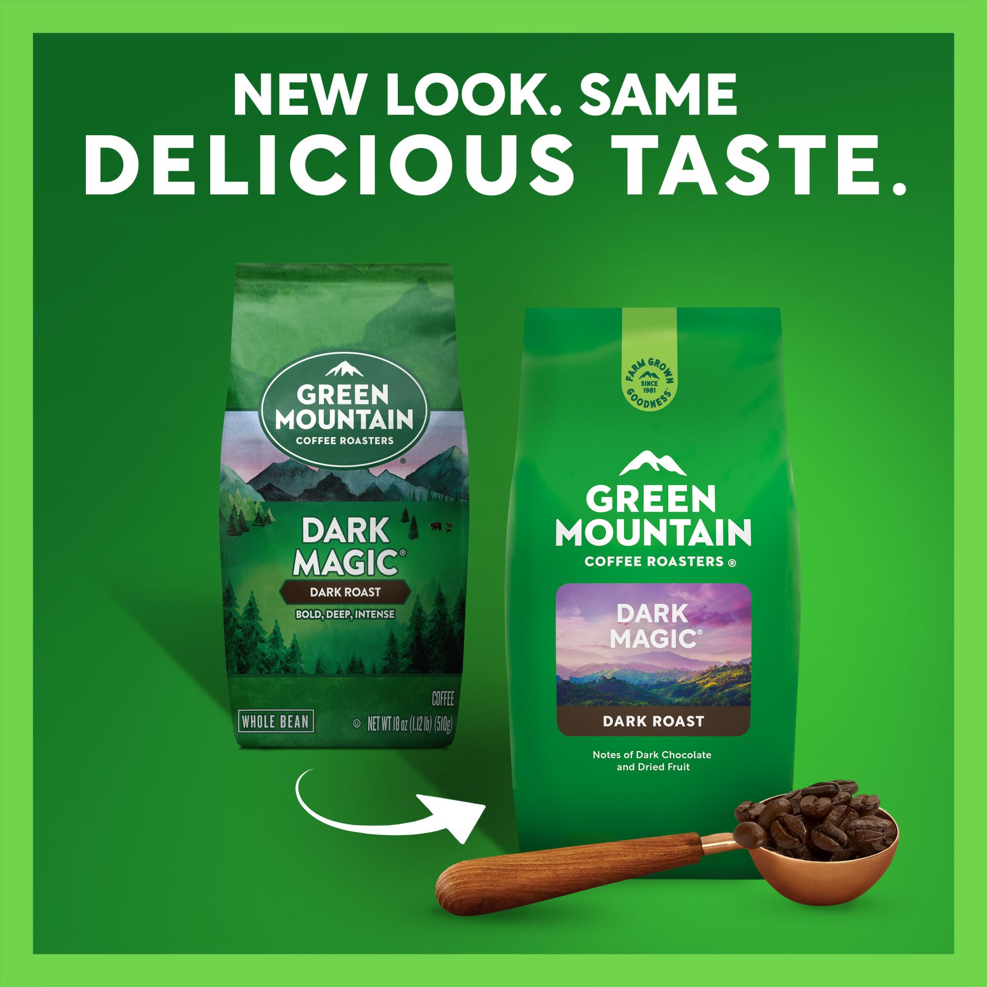Green Mountain Coffee Roasters label close-up highlighting roast level and kosher certification benefit