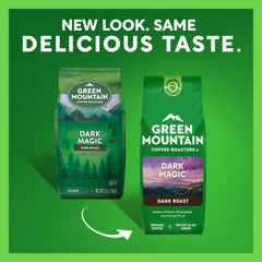 Closeup of Green Mountain label highlighting kosher certification and sourcing benefits