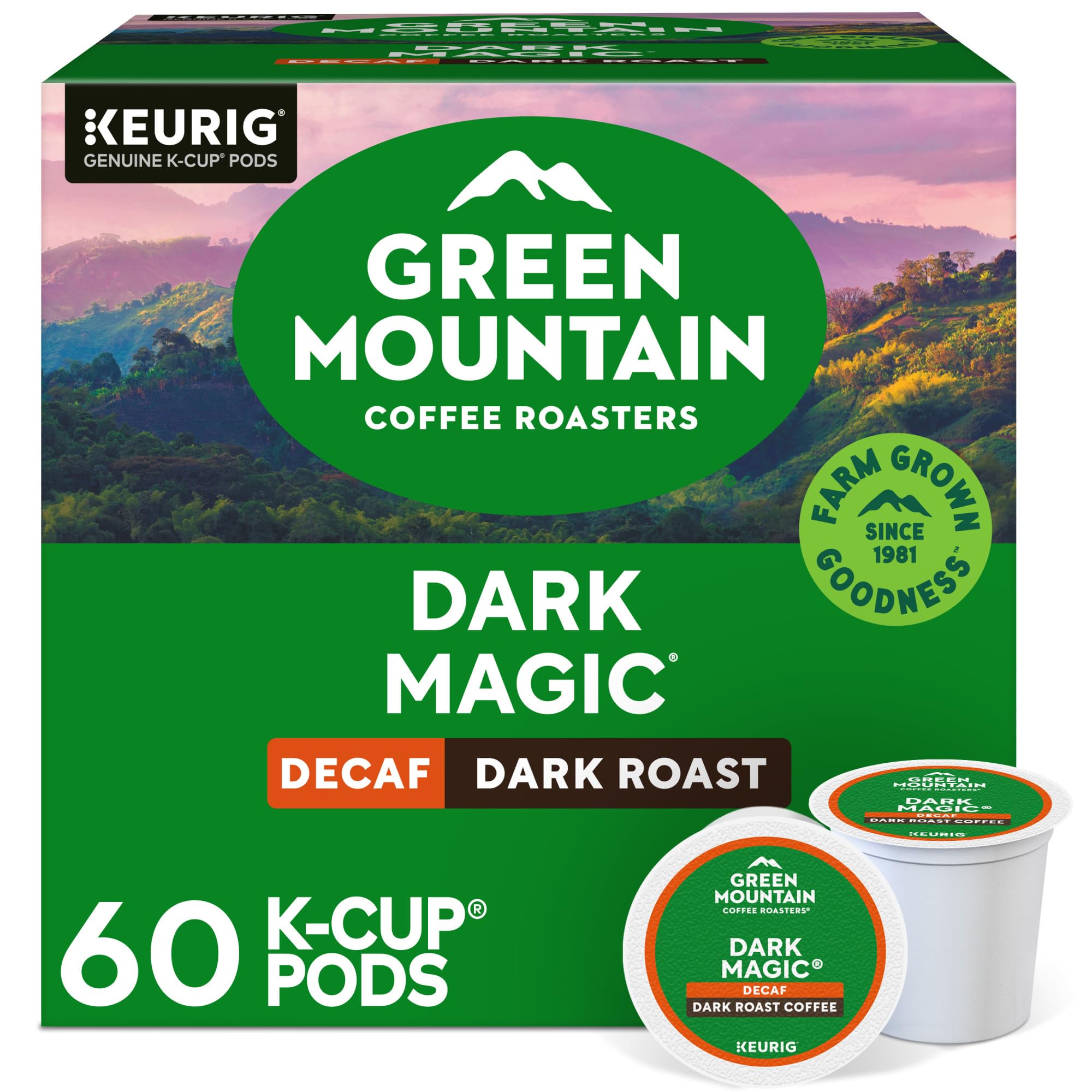 Green Mountain Coffee Roasters front packaging showing bold decaf for convenience