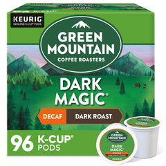 Green Mountain Coffee Roasters front packaging showing bold decaf branding and count