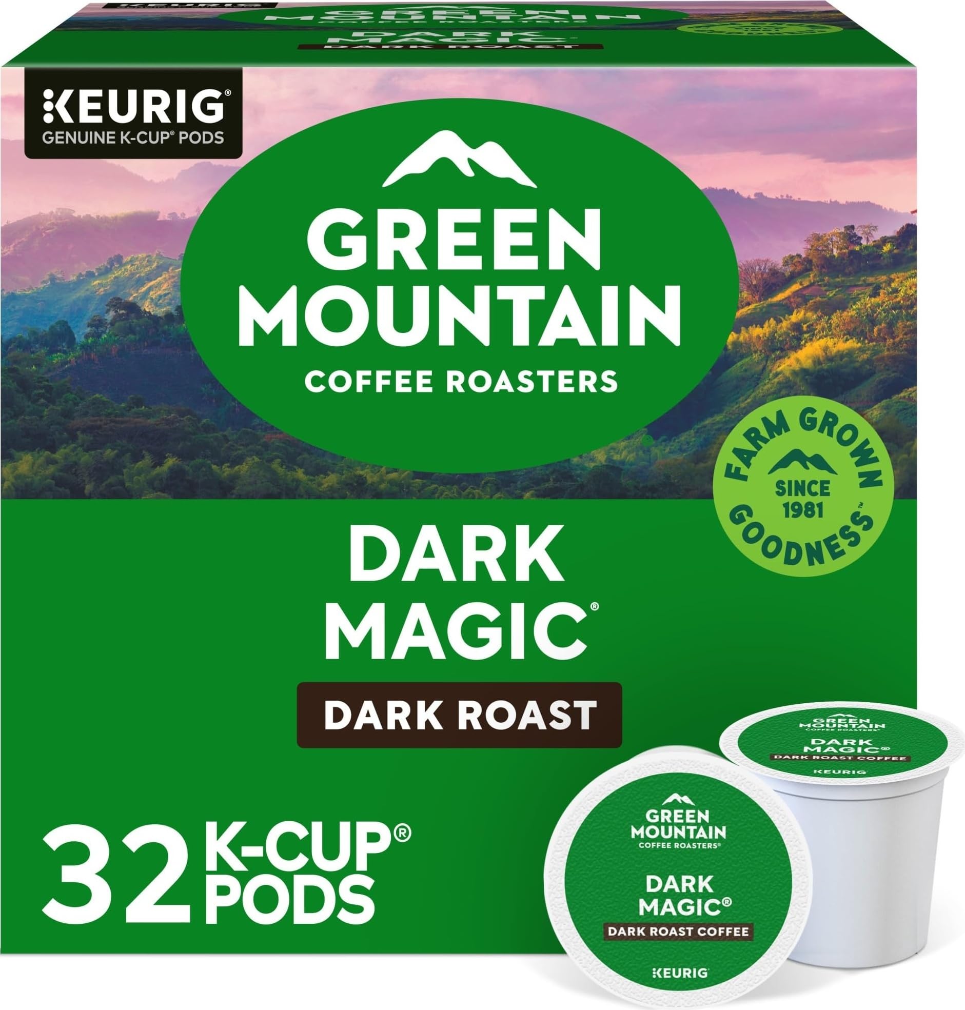 Green Mountain Coffee Roasters front packaging showing bold blend benefits