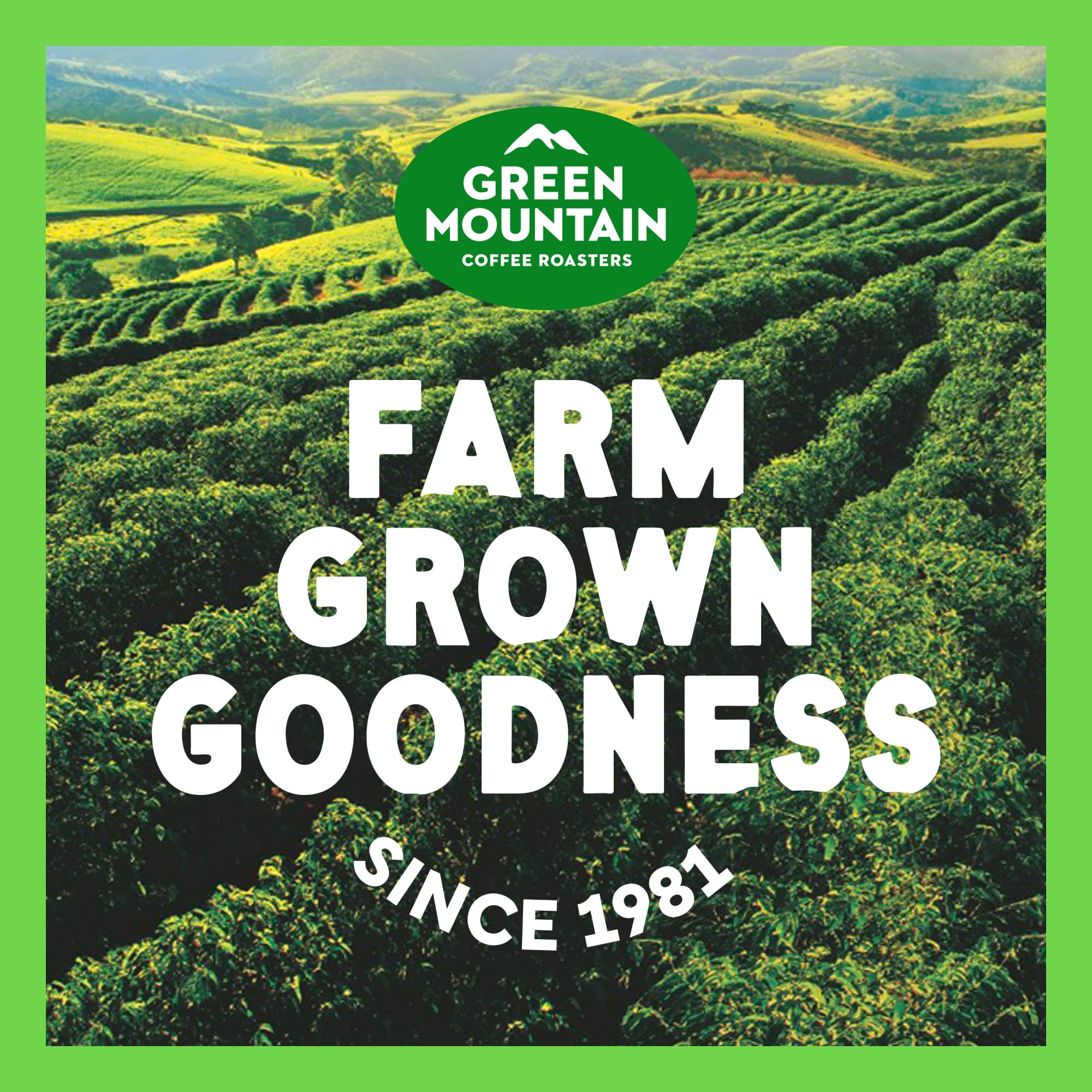 Green Mountain Coffee Roasters beans beside scoop illustrating portioning for consistent brewing