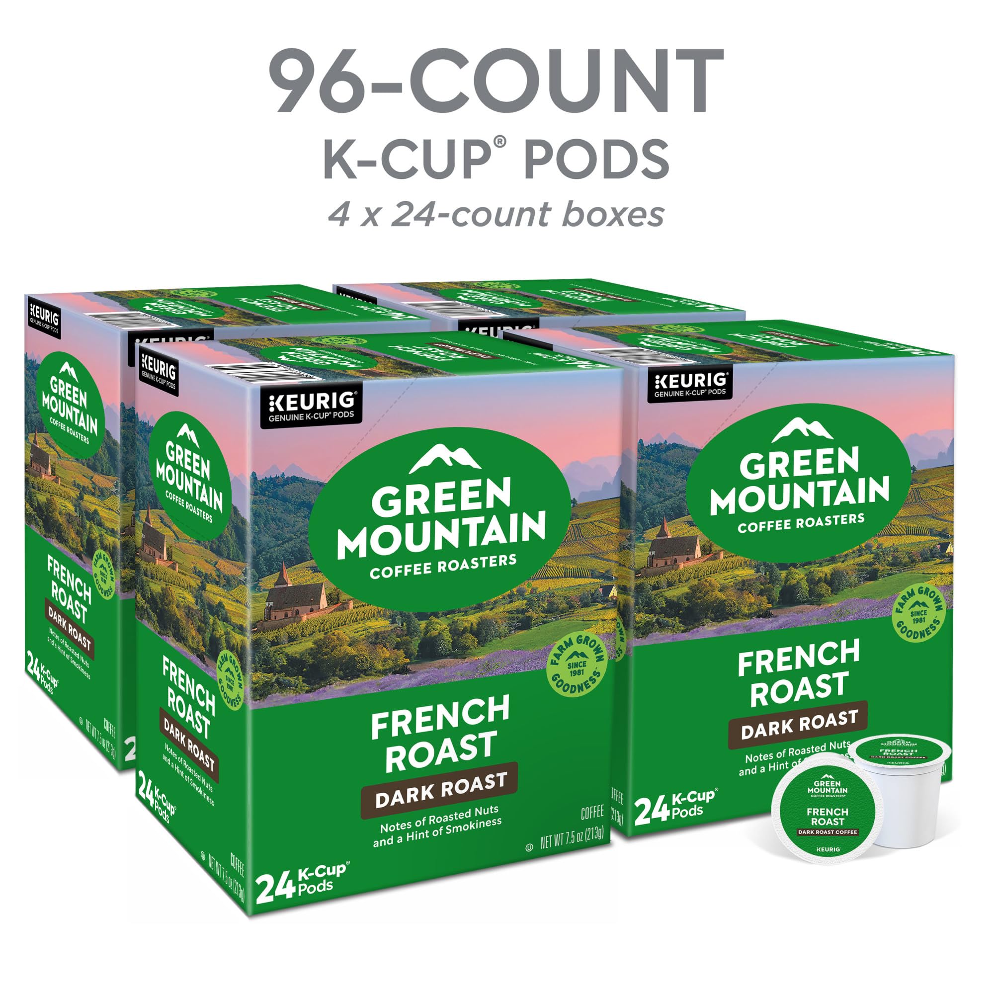 Green Mountain Coffee Roasters pod top view emphasizing sealed freshness and easy use