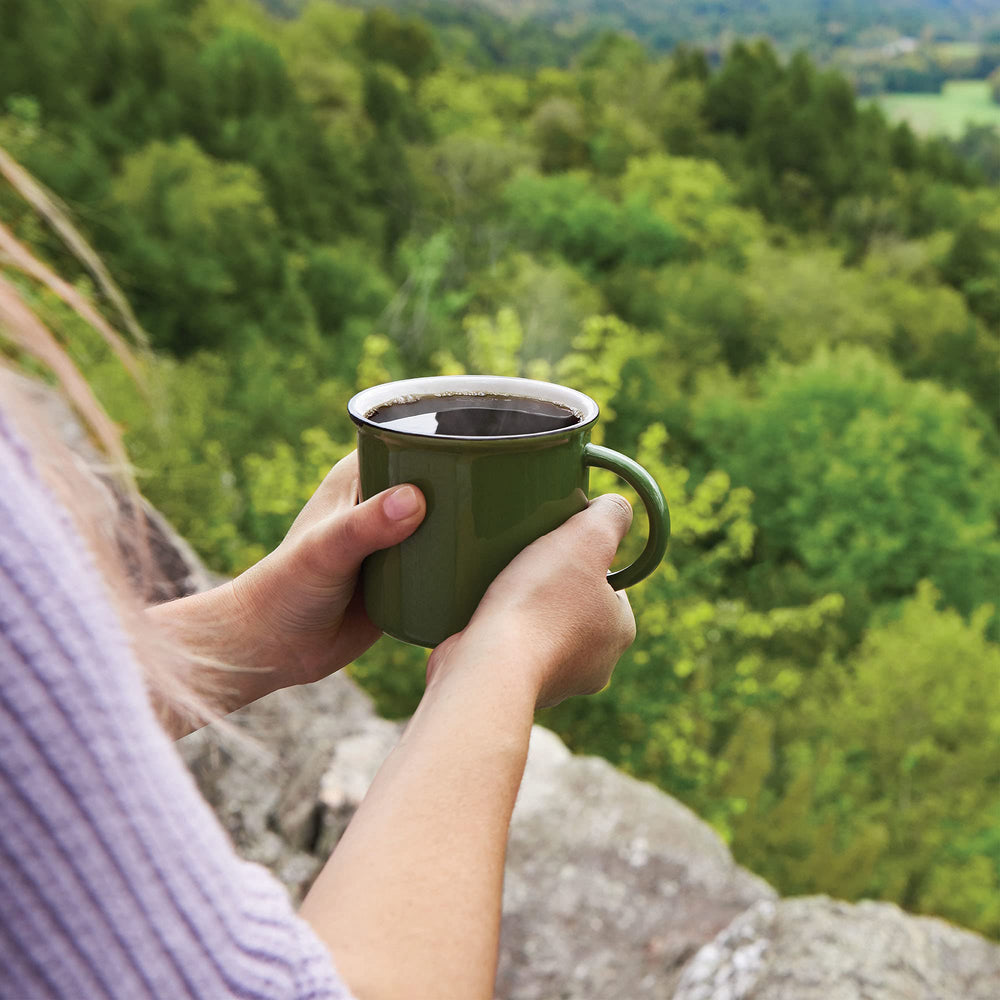 Green Mountain Coffee Roasters roasted beans beside bag conveying flavor and origin story
