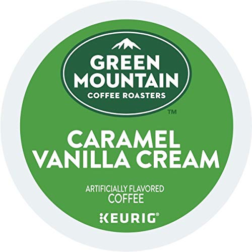 Green Mountain Coffee Roasters K-Cup pod top view, highlights compatibility with Keurig