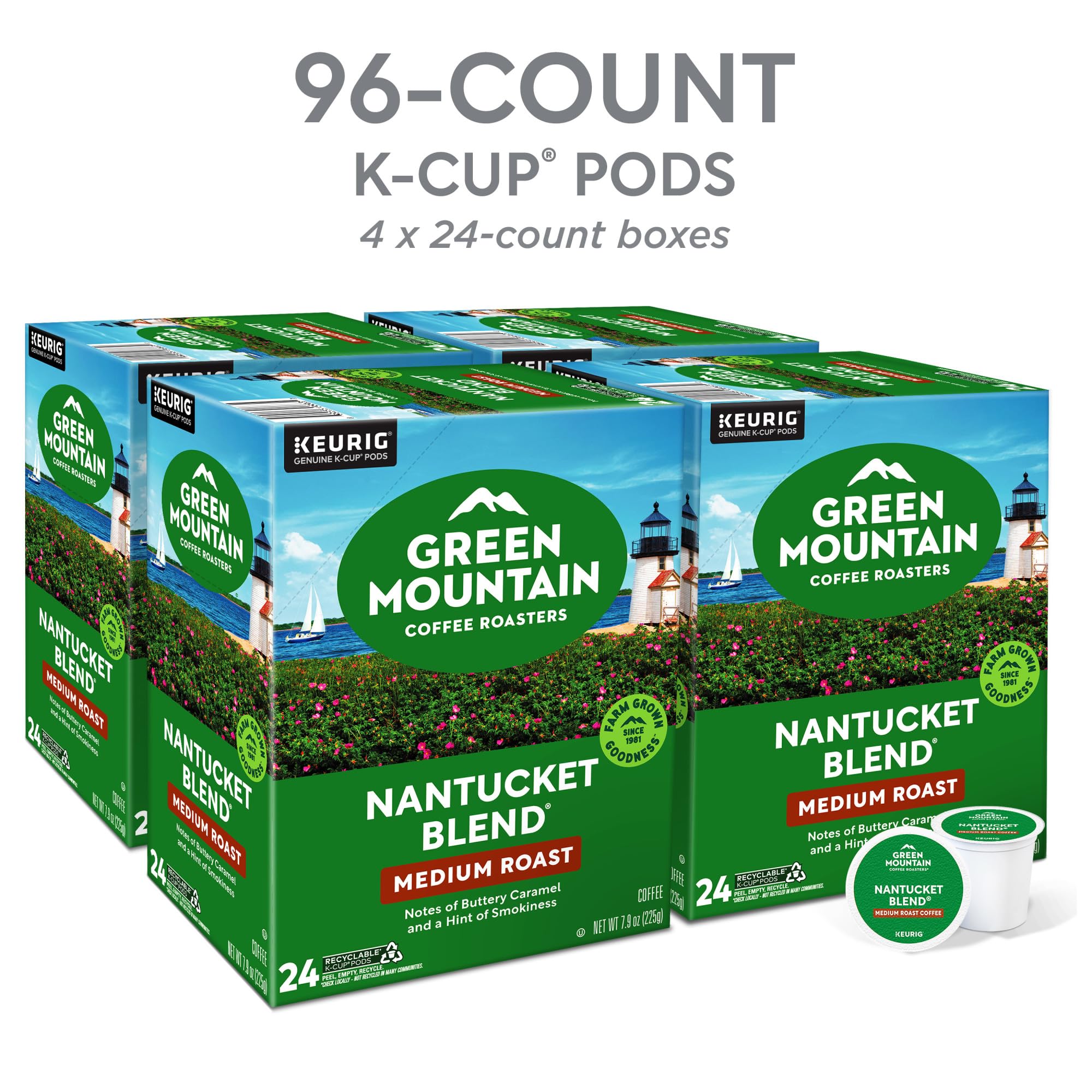 Green Mountain Coffee Roasters K-Cup side label highlighting roast level and certification