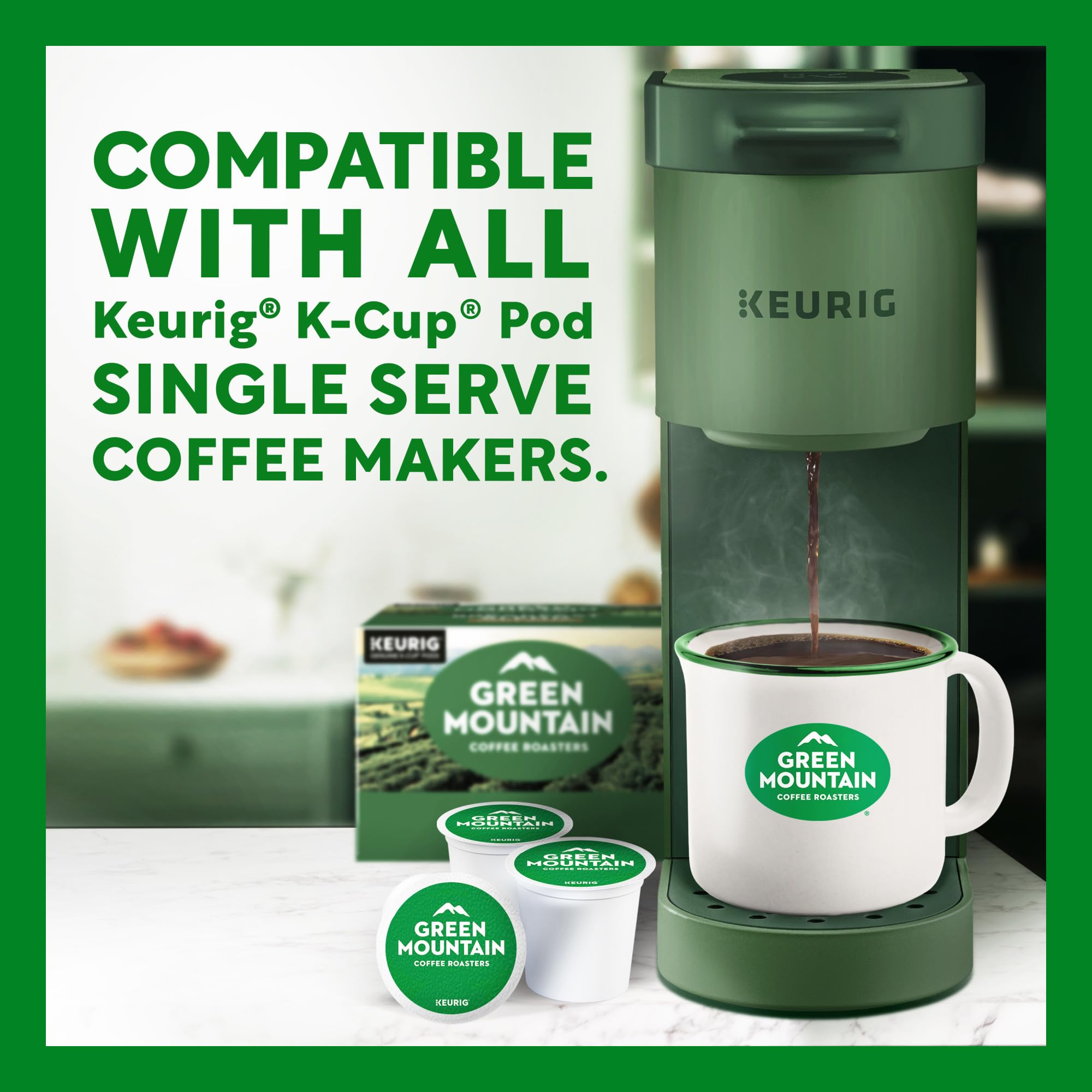 Morning table setting with Green Mountain cup to show lifestyle convenience and enjoyable sip