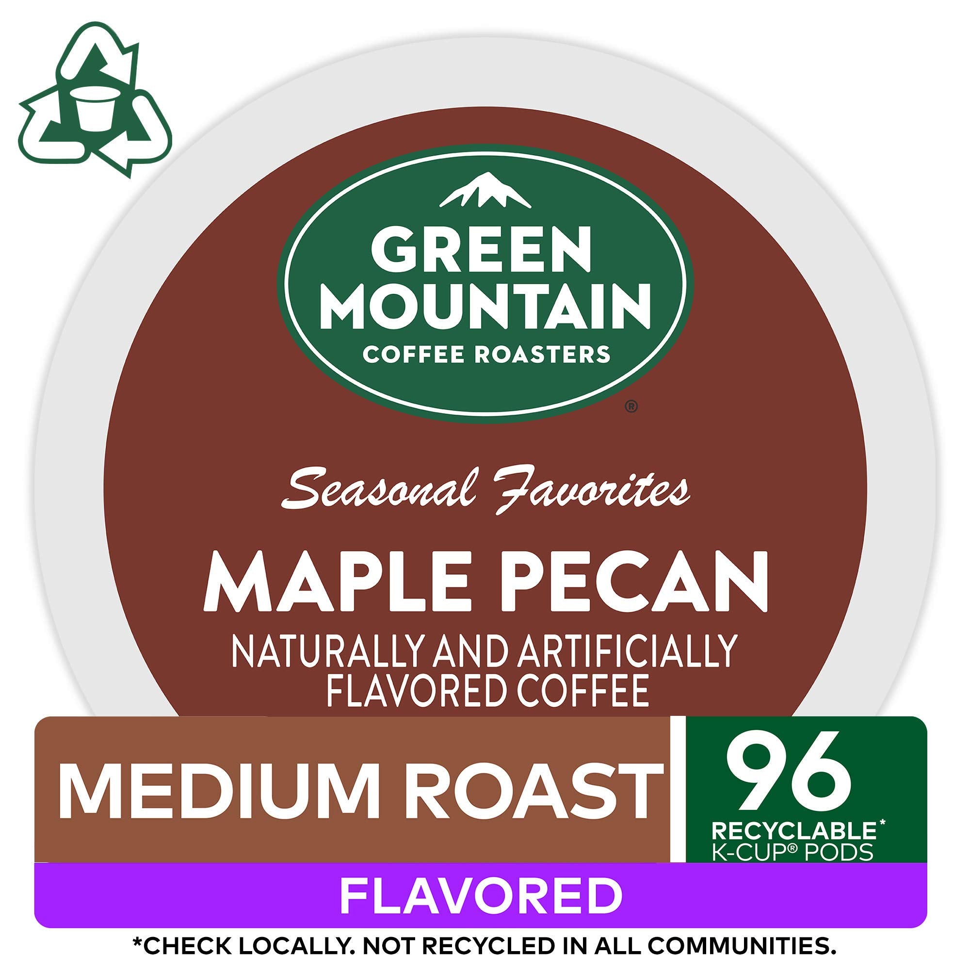 Steaming cup brewed from Green Mountain Coffee Roasters maple pecan pods, inviting aroma