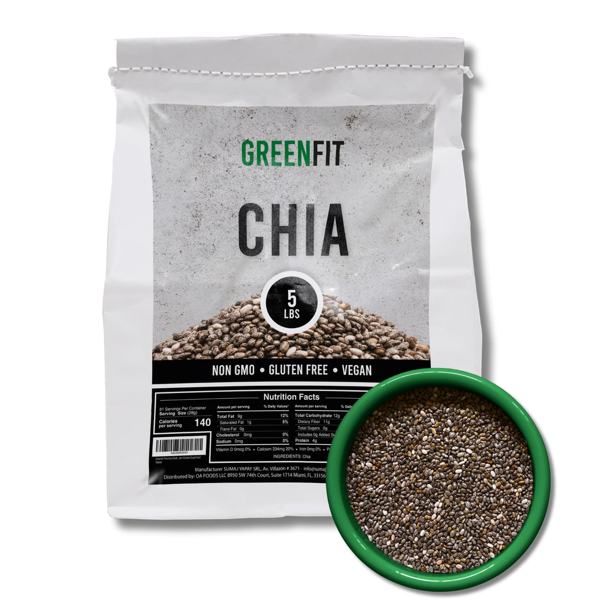 Greenfit 5 lb bag front view showing packaging and quantity benefit