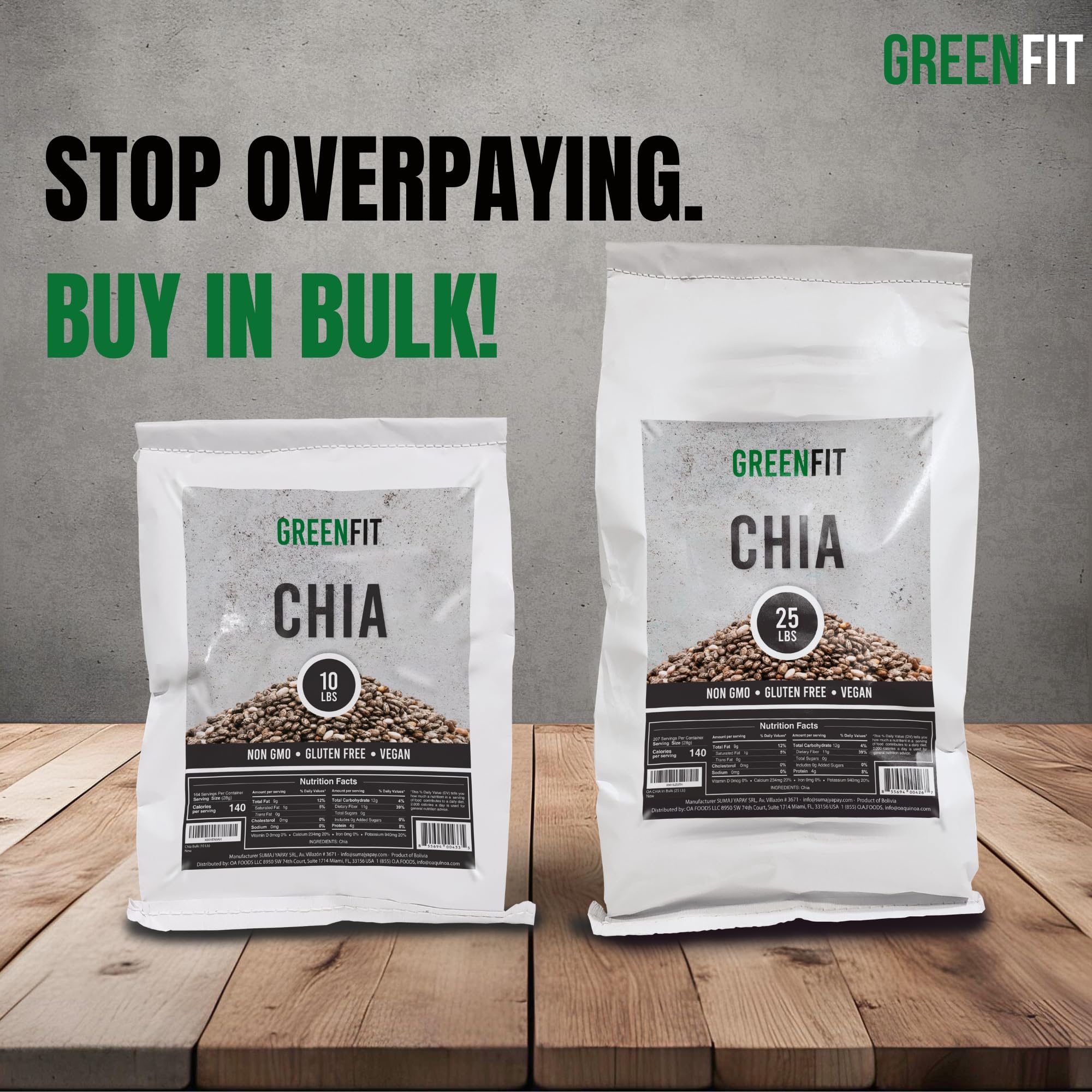 Close-up of Greenfit chia seed texture highlighting freshness benefit