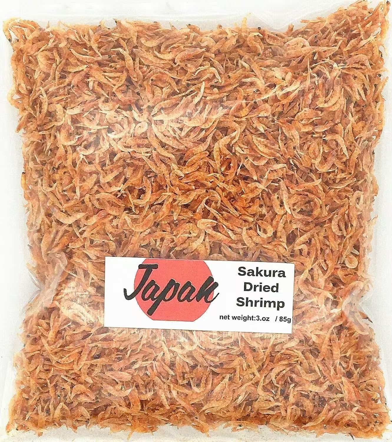 Greenlike dried small shrimp front packaging showing product and convenient 3oz size