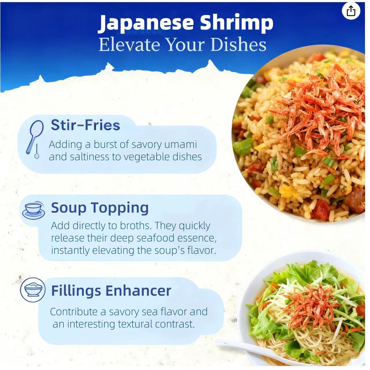 Greenlike resealable pouch open with shrimp visible for freshness