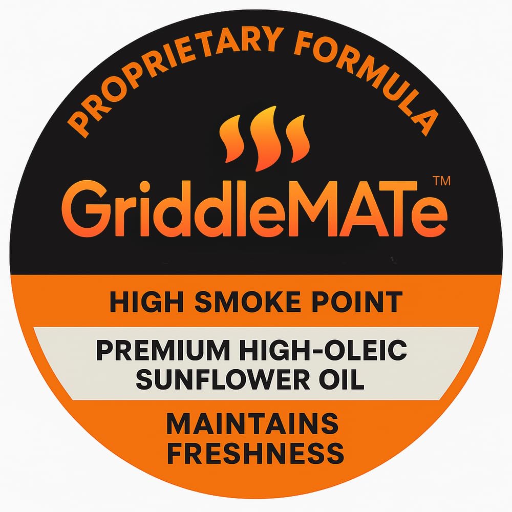 GriddleMATe label and ingredient panel highlighting made-in-USA quality and non-GMO ingredients