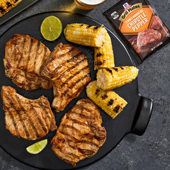 Grilled chicken skewers seasoned with Grill Mates chipotle for smoky flavor