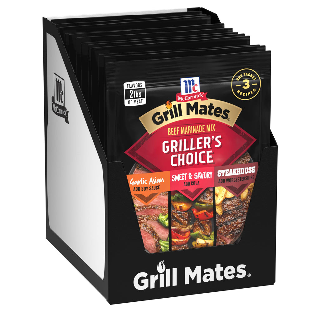Grill Mates front packaging showing 12 pouches and variety benefits