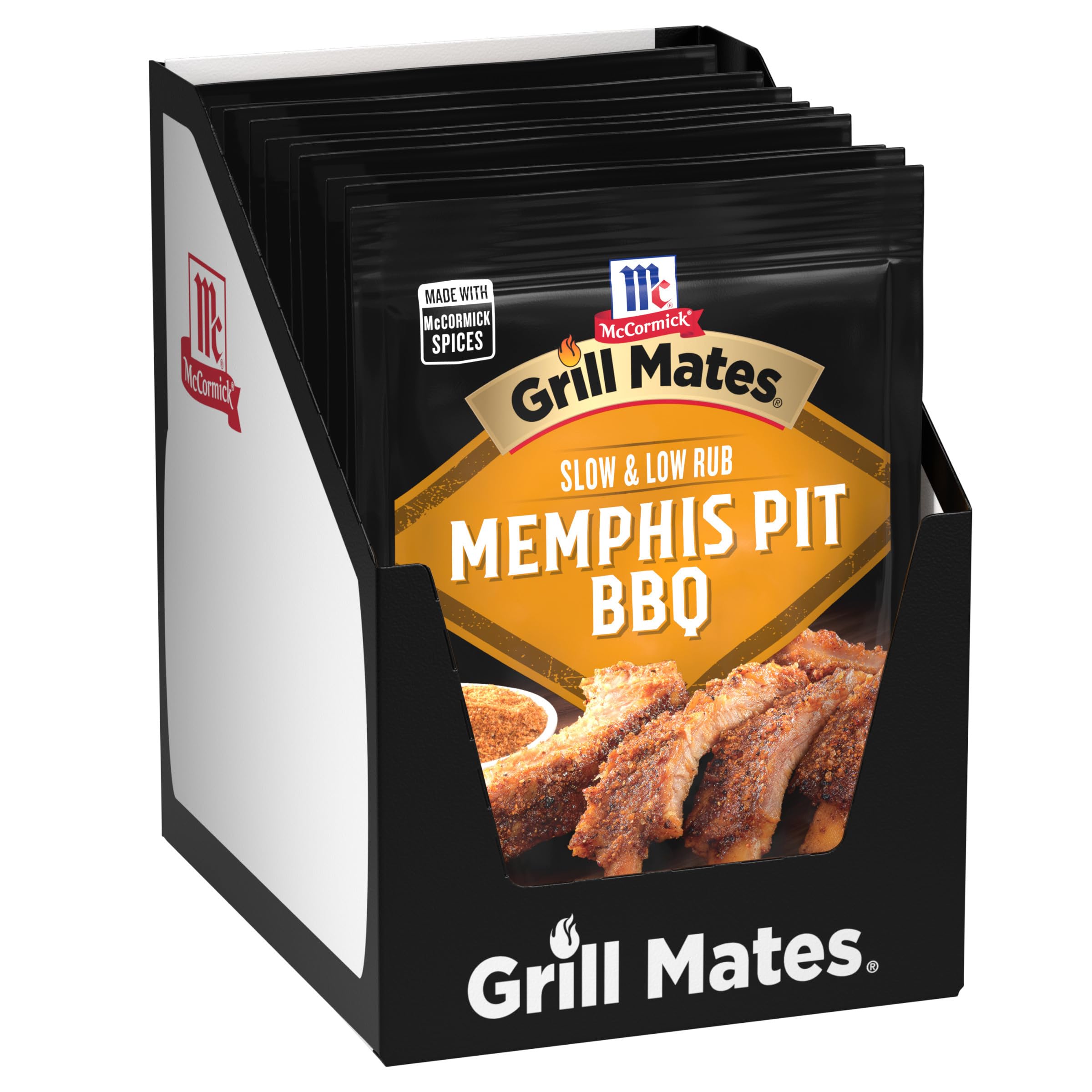 Grill Mates jar front packaging showing Memphis Pit rub and serving suggestion