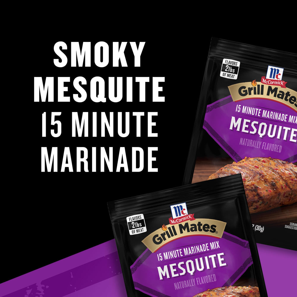 Grill Mates mesquite individual packets arranged to show single-serve convenience