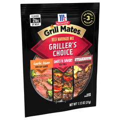 Grill Mates pouch close-up displaying clear recipe directions and convenience