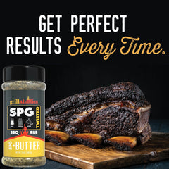 Grillaholics seasoning sprinkled on seared steak for enhanced flavor benefit
