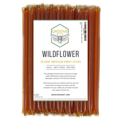 GROOVE HONEY front packaging shows 50 honey sticks and convenience
