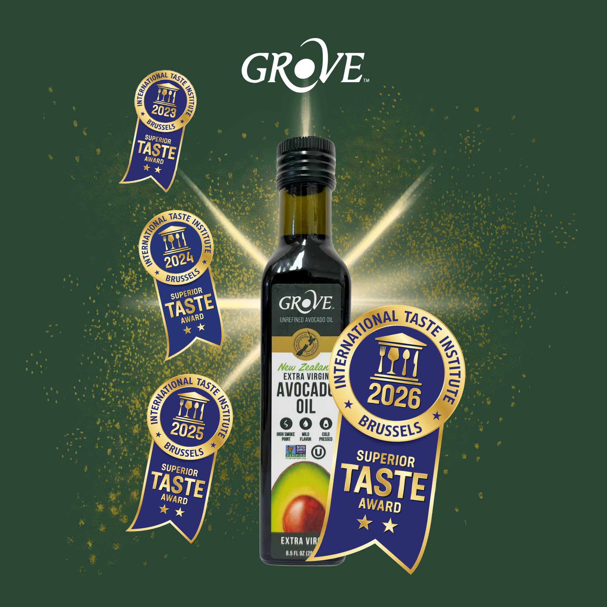 Grove oil close-up texture glossy green oil that enhances dressings