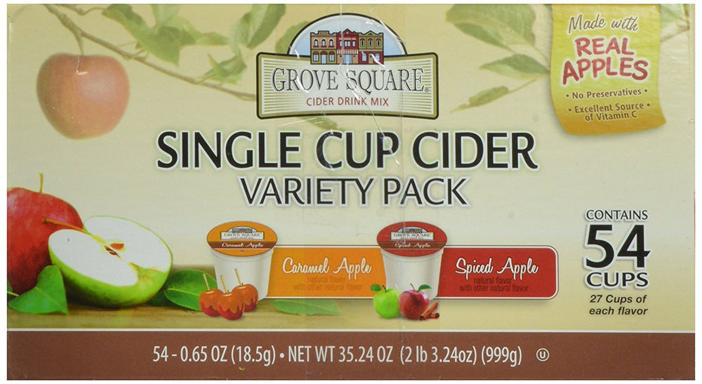 Grove Square caramel and spiced apple cider served in mug showing cozy enjoyment