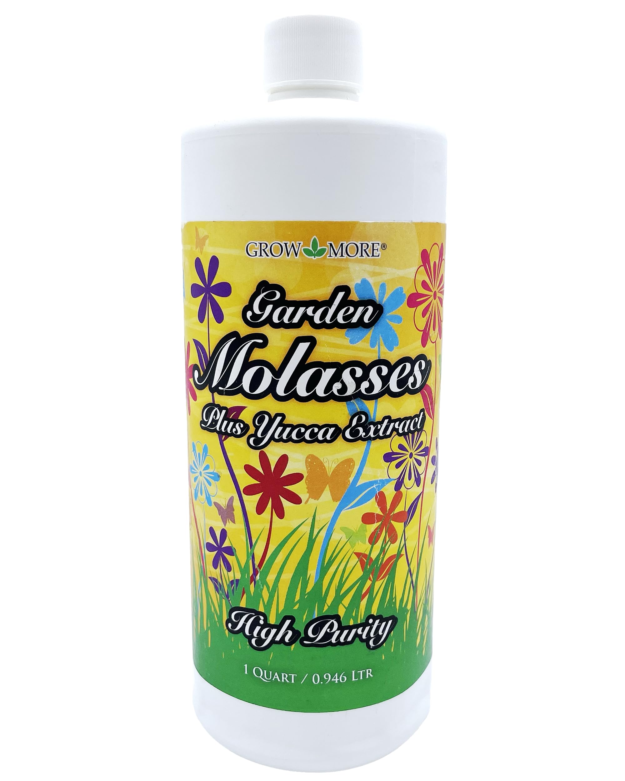 Grow More front label of 1 quart bottle showing product identity and benefits