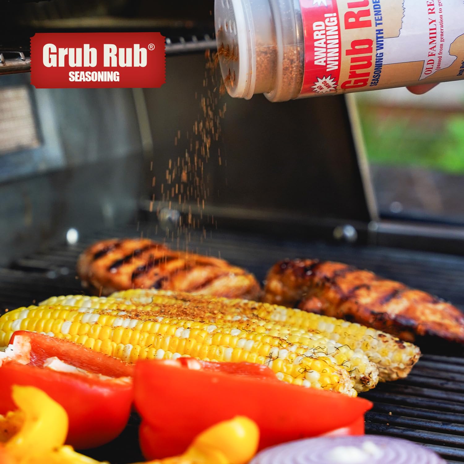 Close-up of Grub Rub granules and texture, showcasing even blend for consistent seasoning