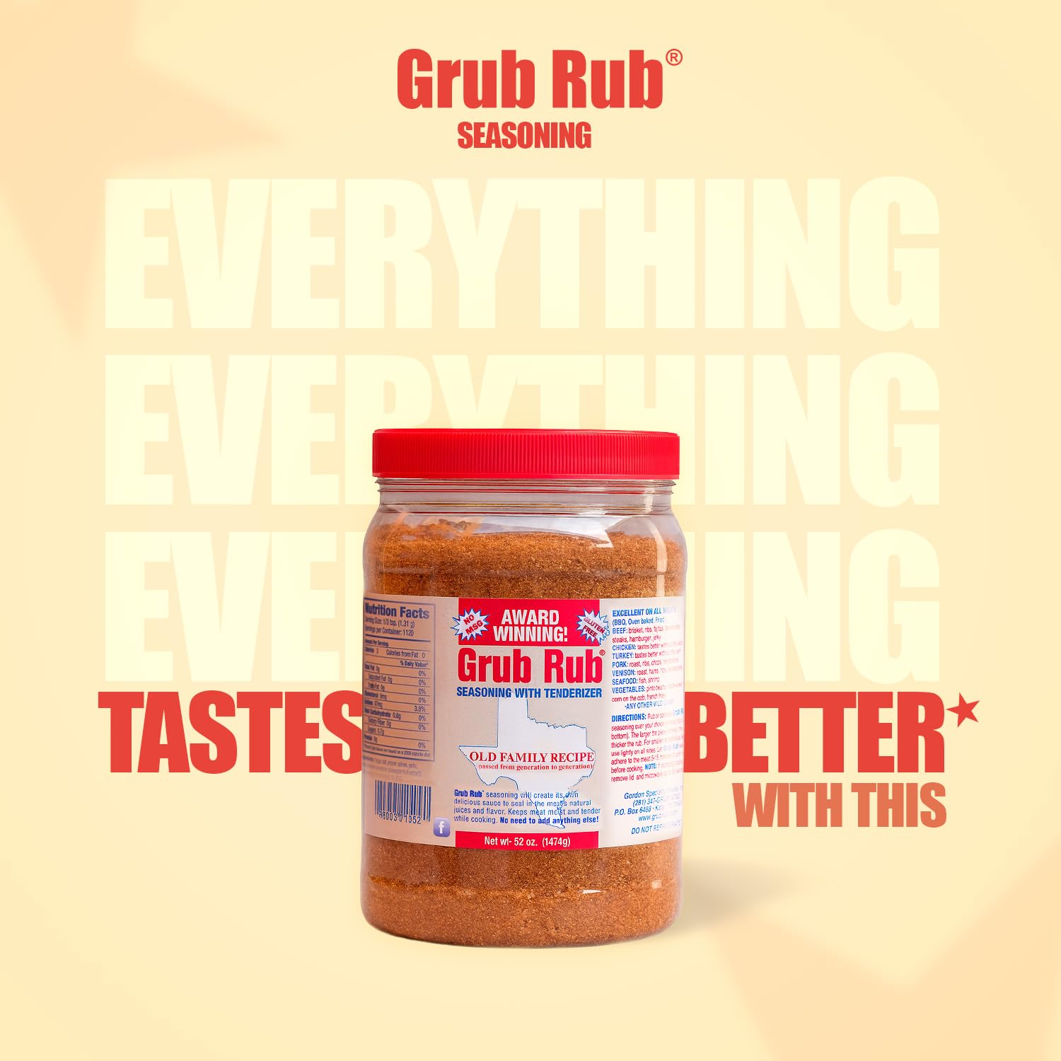 Seasoned steak searing with Grub Rub, delivers rich flavor and better sear