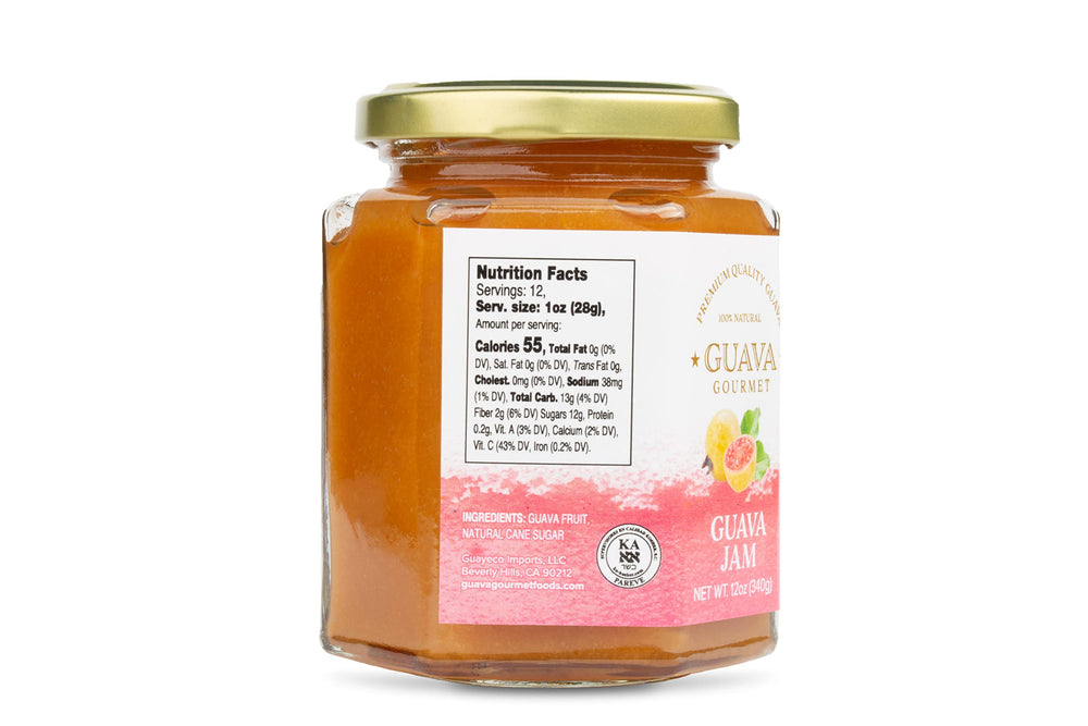 Guava Gourmet jam on spoon ready to spread showing rich fruit concentration benefit