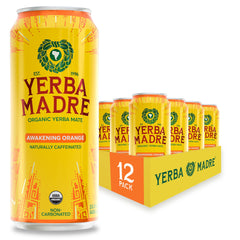 Guayaki front can image showing Awakening Orange and benefits of organic energy