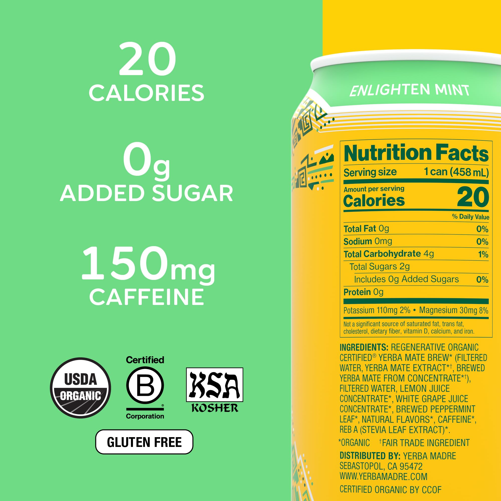 Guayaki can side nutrition label visible for informed ingredient choices