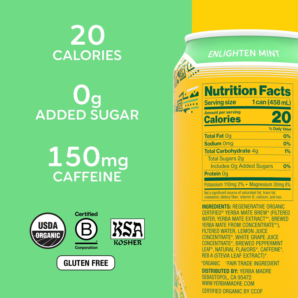 Guayaki can side nutrition label visible for informed ingredient choices