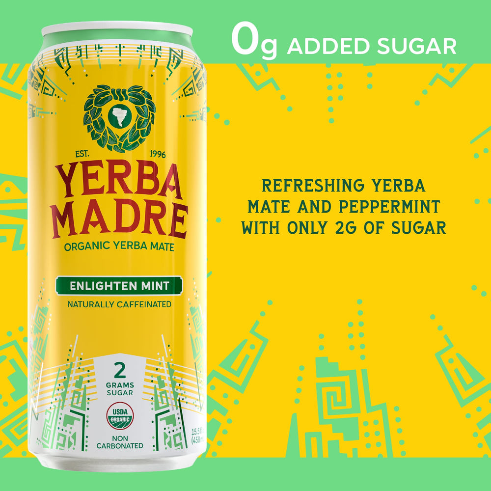 Guayaki pouring into glass over ice for a cold, minty refreshment