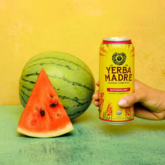 Guayaki Watermelody pouring into glass to show clarity and refreshing taste benefit