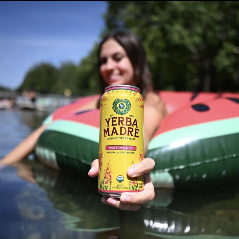 Guayaki Watermelody can in hand for scale and portability benefit