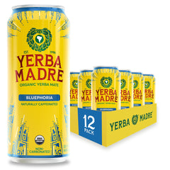 Guayaki front can showing Bluephoria label and organic certifications for trust