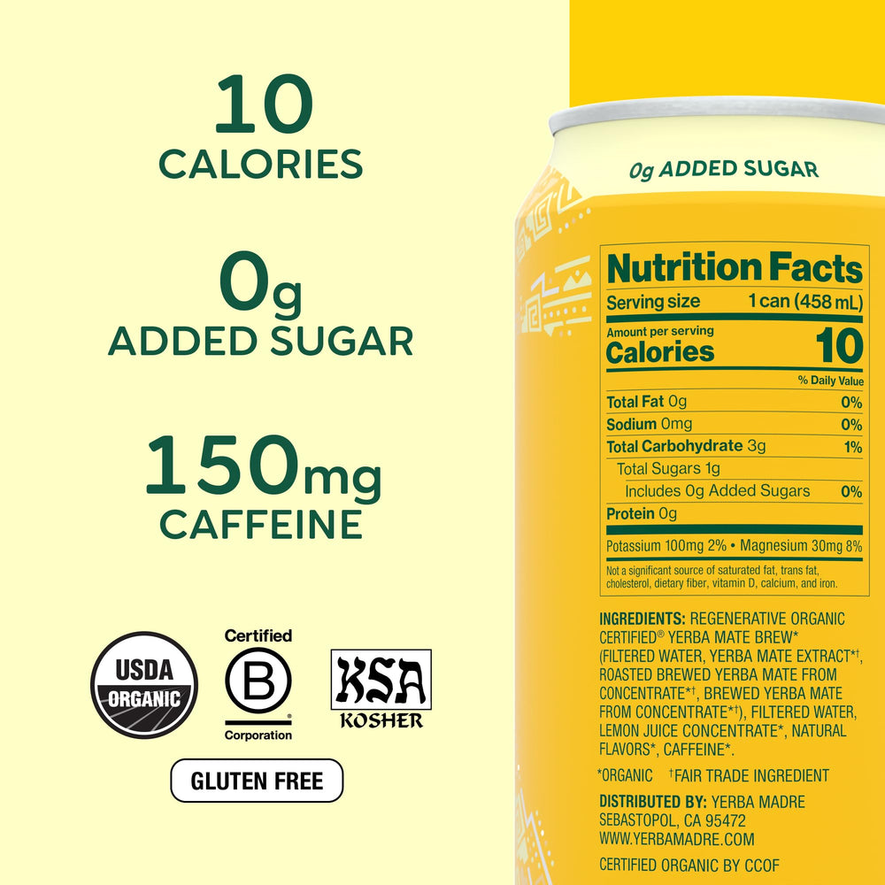 Guayaki Yerba Madre can top view highlighting can design and convenience