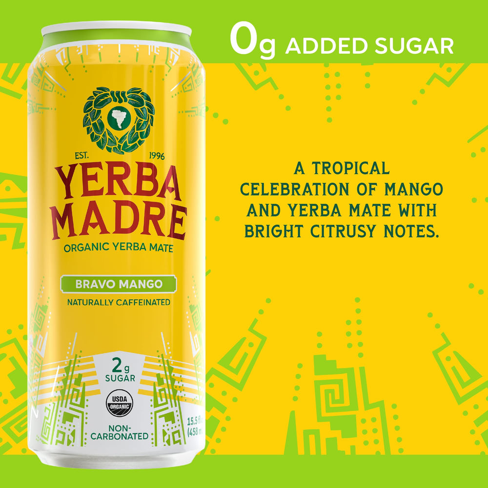 Close-up of Guayaki label highlighting organic and regenerative certifications