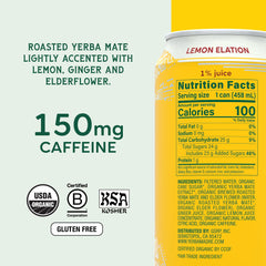 Guayaki Yerba Madre label close-up highlighting organic and regenerative certifications