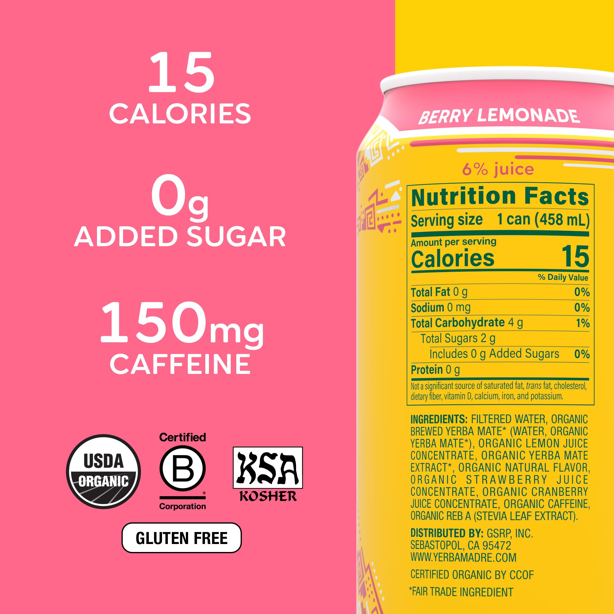 Guayaki pouring Berry Lemonade into a glass for vibrant refreshment
