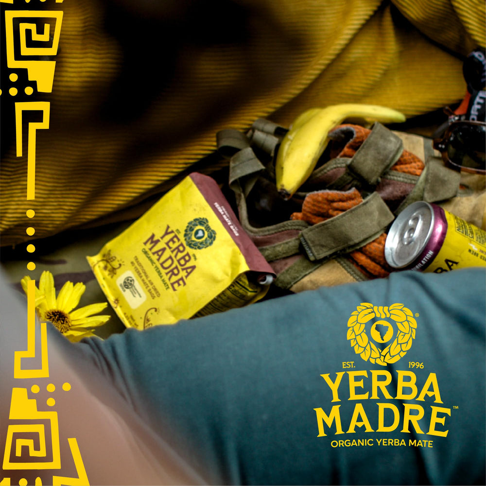 Guayaki tea bag held in hand for scale illustrating single-serve portability