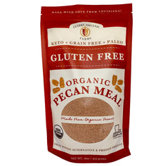 Guidry Organic Farms front packaging showing organic pecan meal benefit convenience