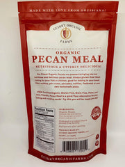 Guidry Organic Farms open bag showing granular pecan meal adds texture to recipes