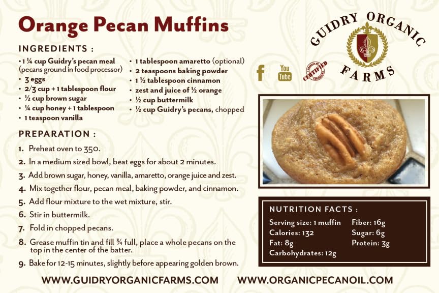 Guidry Organic Farms pecan meal stirred into smoothie showing added protein benefit