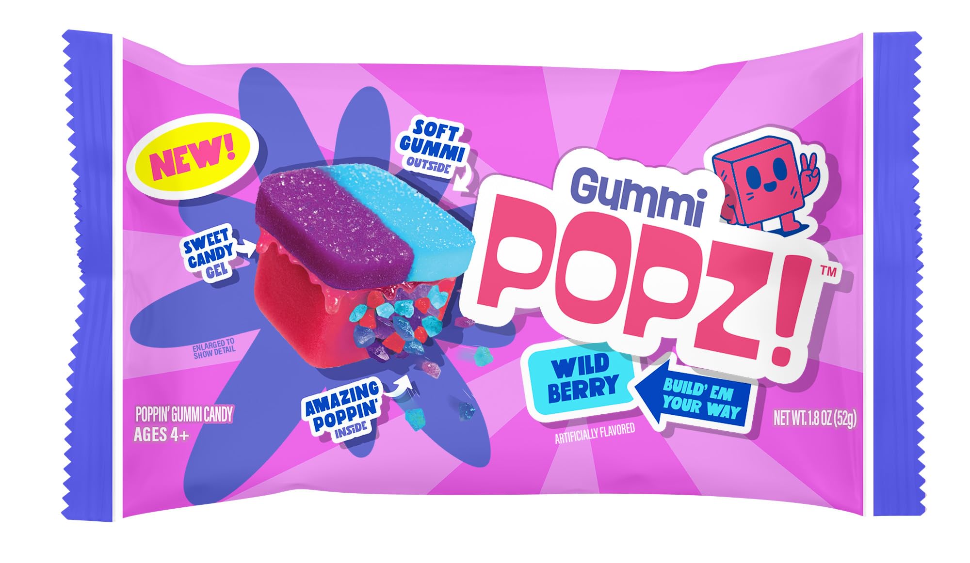 GUMMI POPZ! single wrapped pouch displayed for grab-and-go convenience and freshness