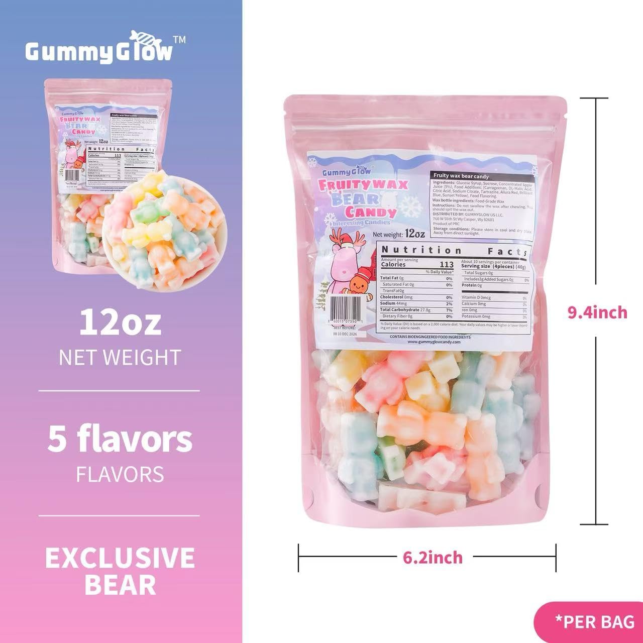 Gummy Glow frozen bear in hand demonstrating crunchy freezer effect