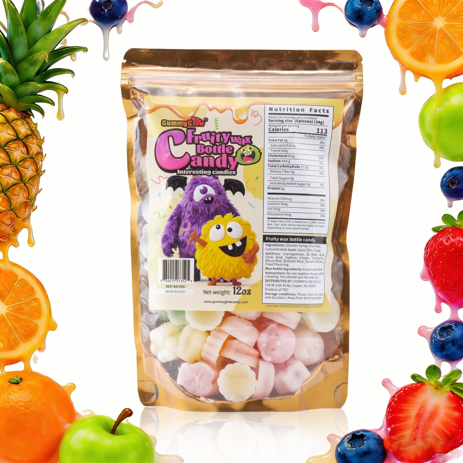 Gummy Glow front packaging showing colorful bag and resealable zipper for freshness
