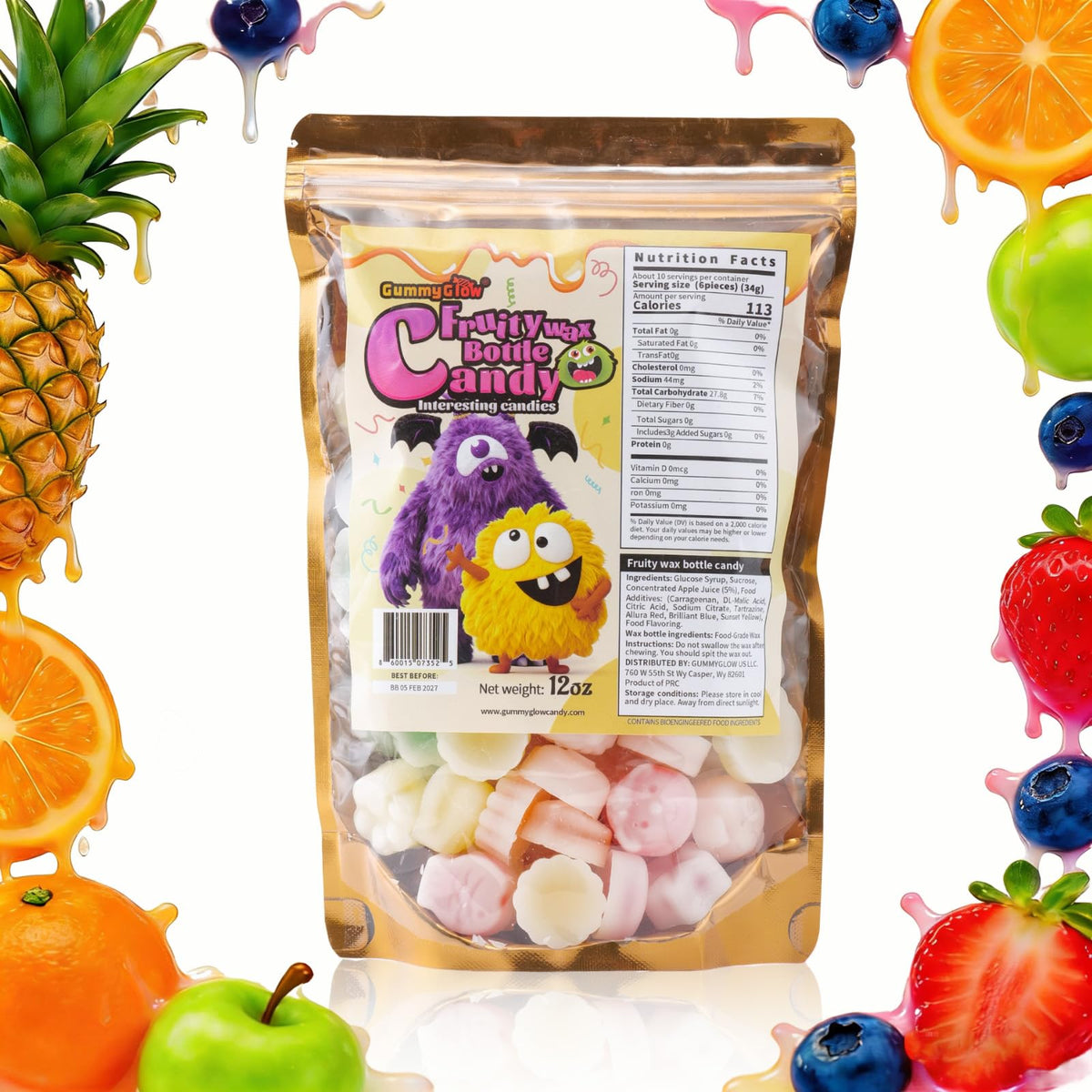 Gummy Glow front packaging showing colorful bag and resealable zipper for freshness