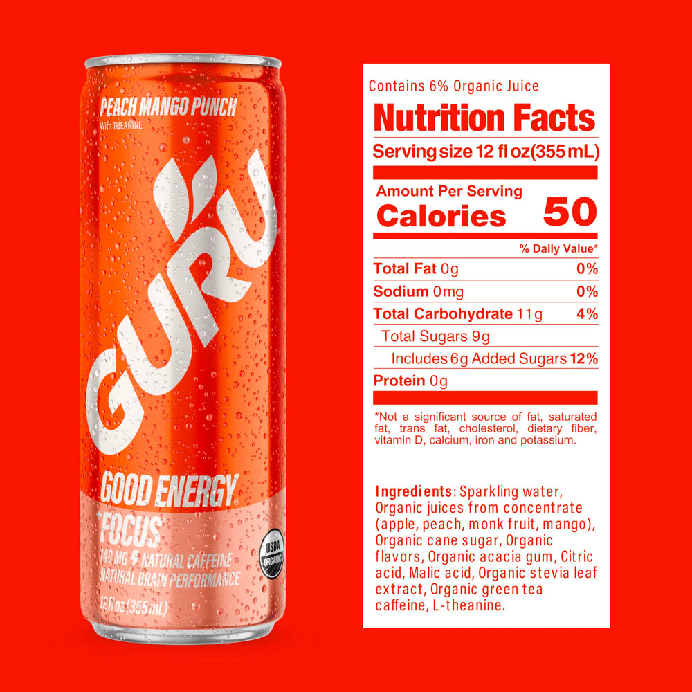 GURU can inside a workout bag showing pre-workout convenience benefit